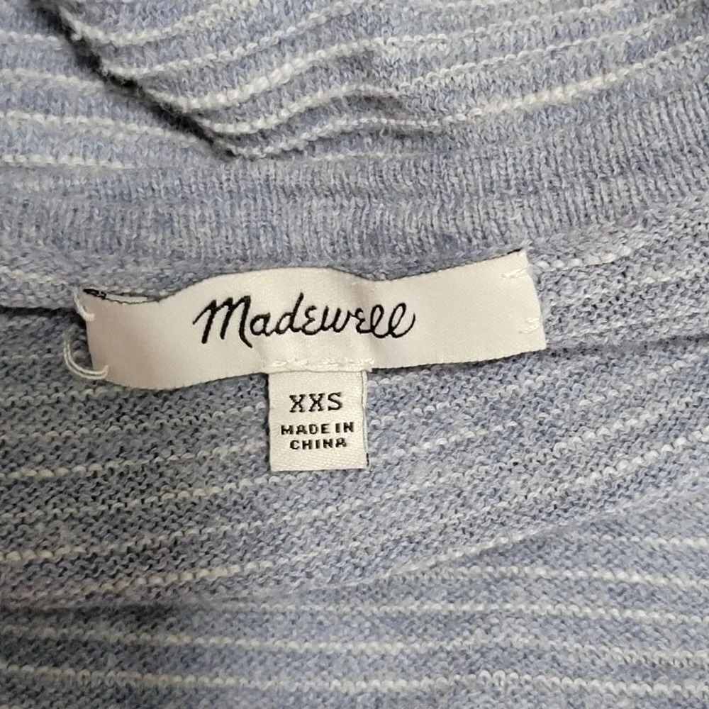 Madewell Cardigan Womens Blue Textured Ribbed Open Front Boho Sz XXS - Picture 5 of 5